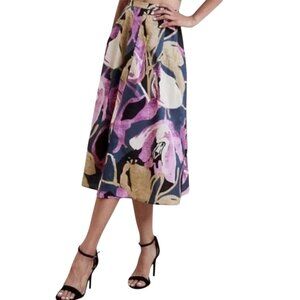 NWT banana republic poplin pleated Floral midi skirt Cotton